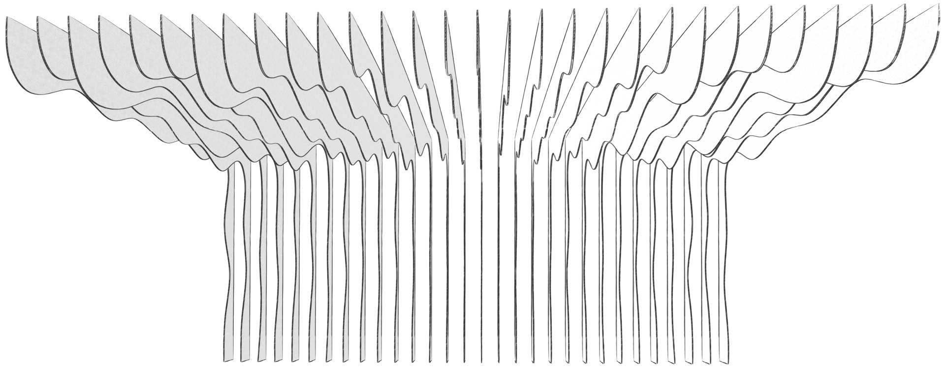 Custom linear baffles Continuum concept rendering